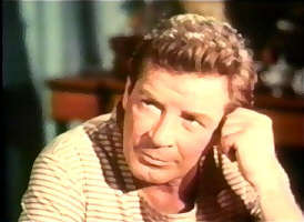 Richard Basehart in the Voyage episode Timebomb, computer painted. Watch out--that ear will fall off!