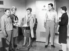 Peter Lorre, Barbara Eden, Joan Fontain, Robert Sterling and Frankie Avalon in sickbay.