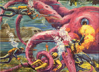 This painting was likely based on a creative interpretation of the Squid attack in the Voyage movie.